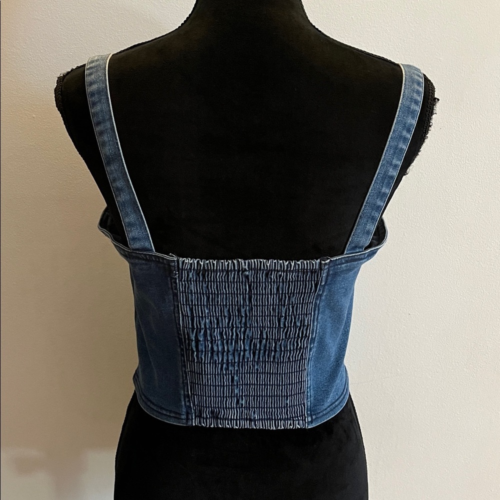 Guess Fitz Denim Crop Bustier Top, size M, tank top​ - Picture 3 of 9